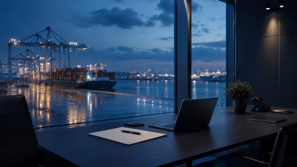 Commercial office overlooking the port